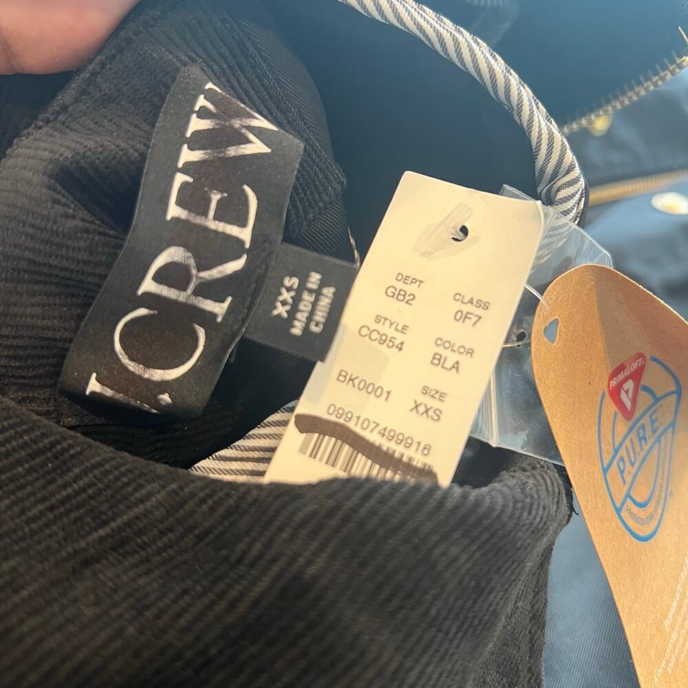 J. Crew Long Barn Jacket in Waxed Cotton Twill Solid Black Size XXS NWT - Picture 12 of 13